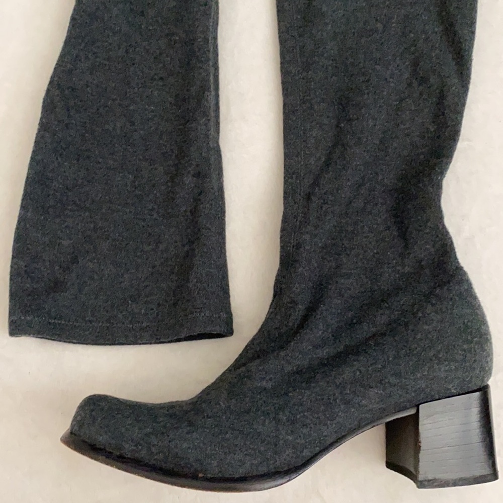 {VTG} Sesto Meucci | Pull On Chunky Heel Square Toe Stretch Sock Boots Gray (8) - Picture 3 of 15